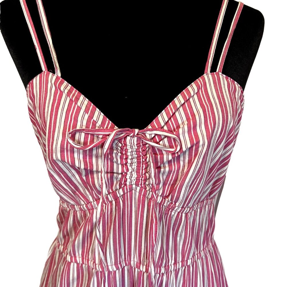 Time and Tru Adjustable Spaghetti Strap Summer Sundress Pink White Size Med NWT